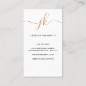 Carte De Visite Élégant Script Calligraphie Monogramme Logo Photo (Dos)