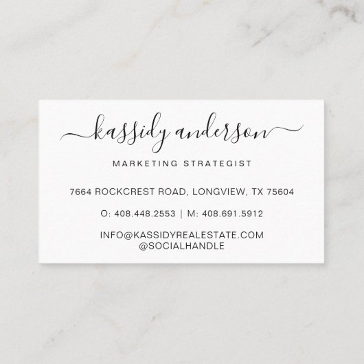 Carte De Visite Élégant Script Calligraphie Monogramme Logo rose (Dos)