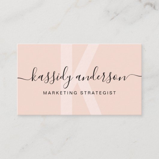 Carte De Visite Élégant Script Calligraphie Monogramme Logo rose (Devant)