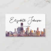 Carte De Visite Élégant Script Chic Toits de Chicago (Devant)