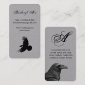 Carte De Visite Élégant Script Corbeau Corbeau Oiseau Artiste Mono (Devant / Derrière)