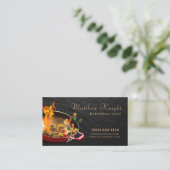 Carte De Visite Élégant Script Cuisine Pan Personnel Chef Restaura (Debout devant)