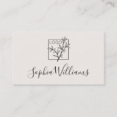 Carte De Visite Elegant Script Custom Logo Modern Off-White (Devant)