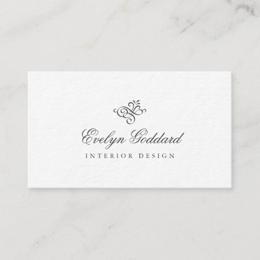 Carte De Visite Élégant Script de calligraphie épais Luxe gris fon (Devant)