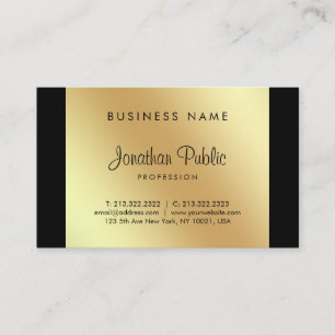 Carte De Visite Élégant script de calligraphie Glamor Black Gold