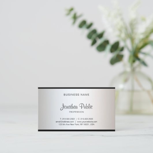 Carte De Visite Élégant Script de calligraphie Moderne Chic Plain  (Debout devant)