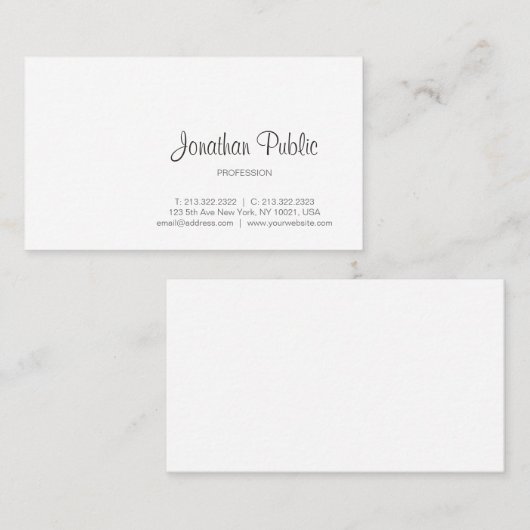 Carte De Visite Élégant script de calligraphie moderne professionn (Devant / Derrière)
