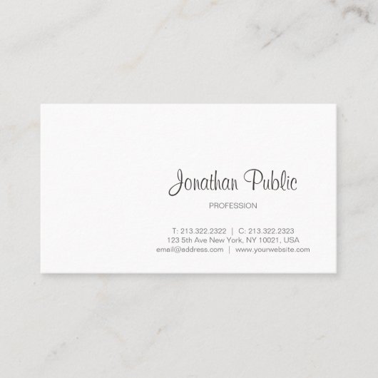 Carte De Visite Élégant script de calligraphie moderne professionn (Devant)