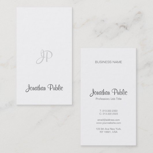 Carte De Visite Élégant script de calligraphie Monogramme moderne  (Devant / Derrière)