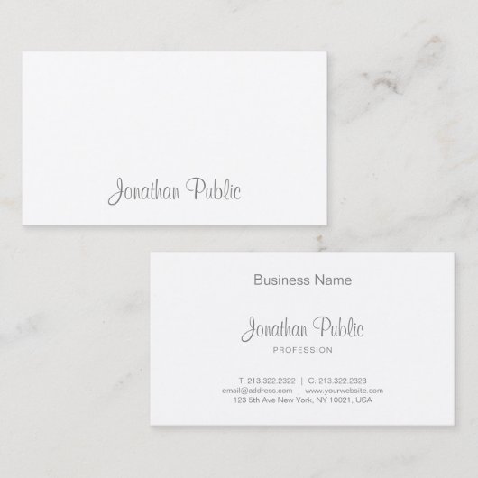 Carte De Visite Élégant script de calligraphie professionnel éléga (Devant / Derrière)