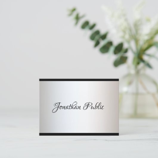 Carte De Visite Élégant script de calligraphie Simple Modèle tenda (Debout devant)