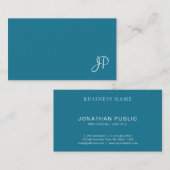 Carte De Visite Élégant script de calligraphie Turquoise Plain ten (Devant / Derrière)