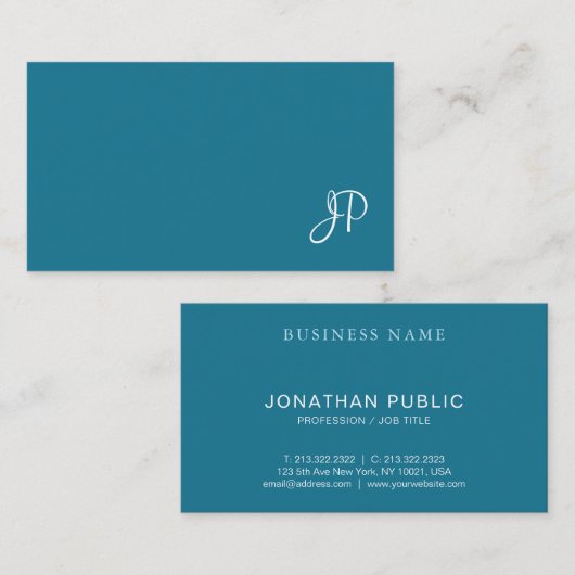 Carte De Visite Élégant script de calligraphie Turquoise Plain ten (Devant / Derrière)