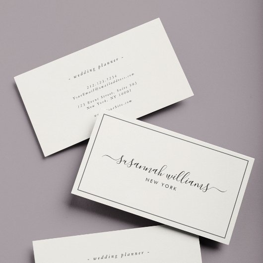 Carte De Visite Élégant Script de luxe calligraphie noir ivoire