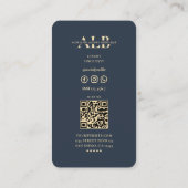 Carte De Visite Élégant Script de luxe Monogramme Bleu foncé Moder (Dos)