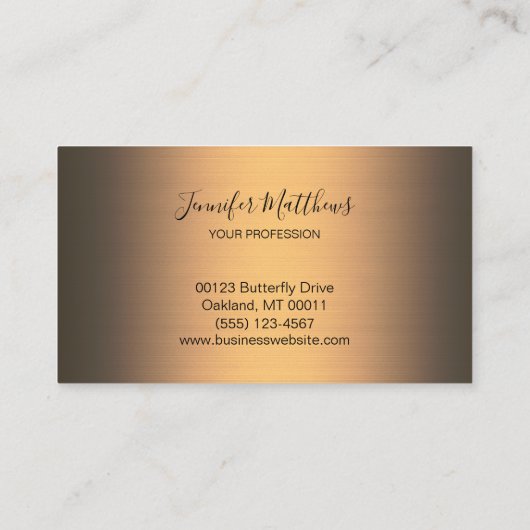 Carte De Visite Élégant script de Parties scintillant d'agate or (Dos)