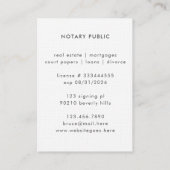 Carte De Visite Élégant script de signature Notaire Avocat Photo (Dos)