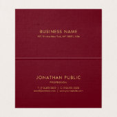 Carte De Visite Élégant script de typographie Modèle rouge or plié (Intérieur déplié)