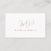 Carte De Visite Élégant script de typographie Monogramme initial O (Devant)