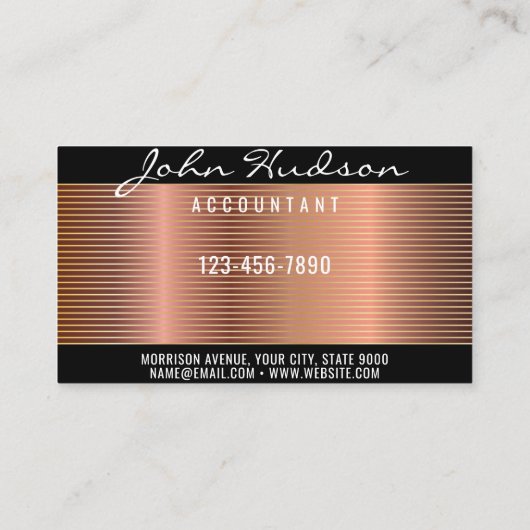 Carte De Visite Élégant script en cuivre Design moderne 3.5x2 (Dos)