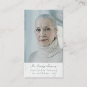 Carte De Visite Elegant Script Funeral Photo Prayer Cards (Devant)
