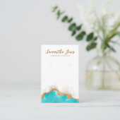 Carte De Visite Élégant Script Géode Turquoise Or Boucles d'oreill (Debout devant)