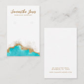 Carte De Visite Élégant Script Géode Turquoise Or Boucles d'oreill (Devant / Derrière)