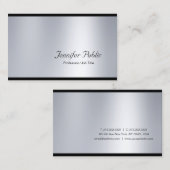 Carte De Visite Élégant Script Glamor Silver Moderne Plaine Luxe (Devant / Derrière)