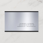 Carte De Visite Élégant Script Glamor Silver Moderne Plaine Luxe (Dos)