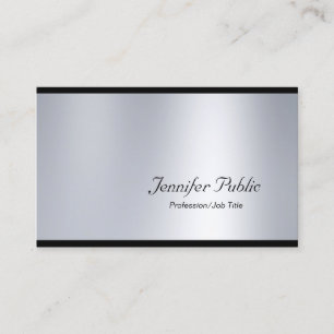Carte De Visite Élégant Script Glamor Silver Moderne Plaine Luxe