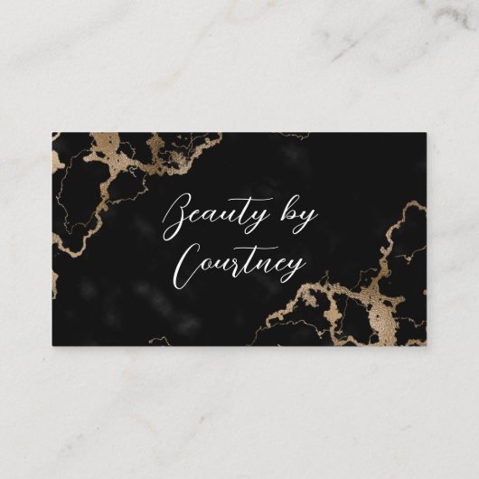 Carte De Visite Élégant Script Gold & Black Marble Moderne Unique (Dos)