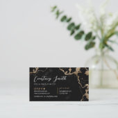 Carte De Visite Élégant Script Gold & Black Marble Moderne Unique (Debout devant)