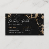 Carte De Visite Élégant Script Gold & Black Marble Moderne Unique (Devant)