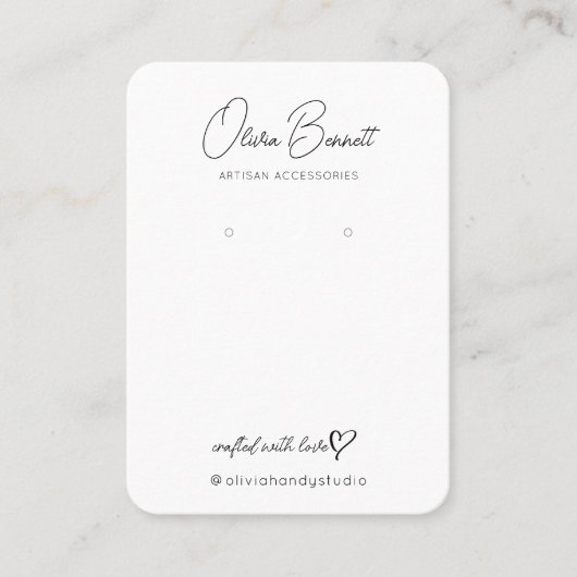 Carte De Visite Elegant Script Heart Logo display holder (Devant)