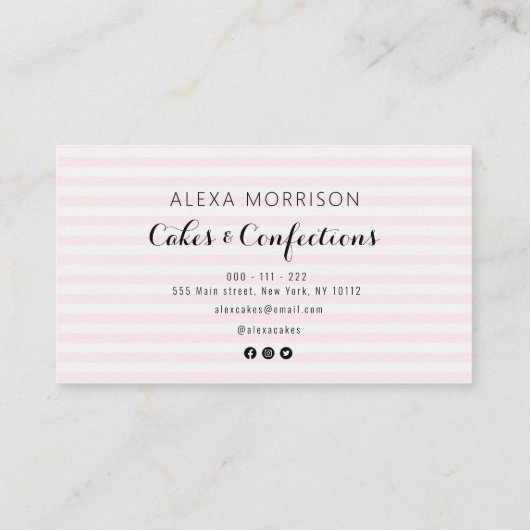 Carte De Visite élégant script holographique cake boulangerie (Dos)