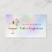 Carte De Visite élégant script holographique cake boulangerie (Devant)