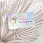 Carte De Visite élégant script holographique cake boulangerie