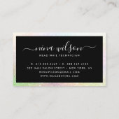 Carte De Visite Élégant script holographique en arc-en-ciel noir p (Dos)