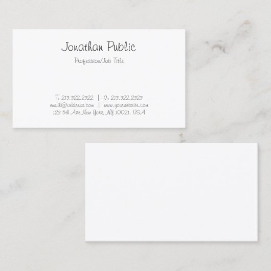 Carte De Visite Élégant script libre moderne Modèle simple (Devant / Derrière)