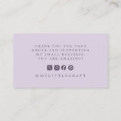 Carte De Visite Elegant Script Logo Thank You Branding Purple (Dos)