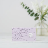 Carte De Visite Elegant Script Logo Thank You Branding Purple (Debout devant)