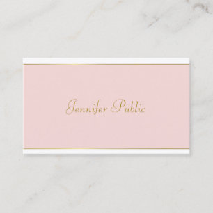 Carte De Visite Élégant script main Blush Pink Gold Chic Modèle