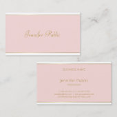 Carte De Visite Élégant script main Blush Pink Gold Chic Modèle (Devant / Derrière)