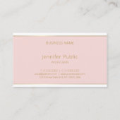 Carte De Visite Élégant script main Blush Pink Gold Chic Modèle (Dos)