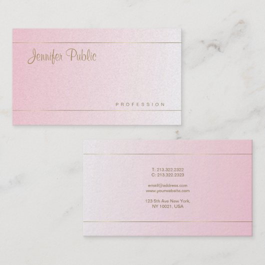 Carte De Visite Élégant script main Calligraphié Modèle tendance (Devant / Derrière)