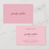 Carte De Visite Élégant script main moderne Texte rose pâle Modèle (Devant / Derrière)