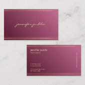 Carte De Visite Elégant Script main or Aesthétique Elite Luxe (Devant / Derrière)