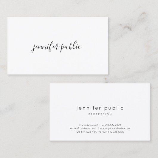 Carte De Visite Élégant script main professionnel Modèle simple (Devant / Derrière)