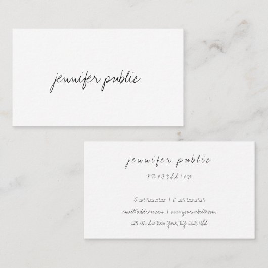 Carte De Visite Élégant Script Main Professionnel Simple Moderne (Devant / Derrière)