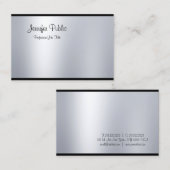 Carte De Visite Élégant Script manuscrit Argent Look Clean Glam (Devant / Derrière)